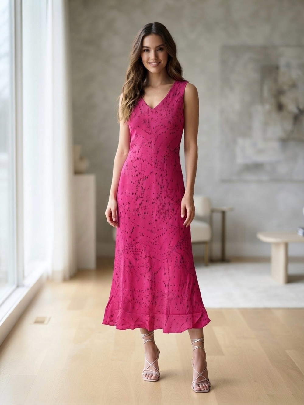 Lapis Sleeveless V-Neck Maxi Dress in Dusty Rose